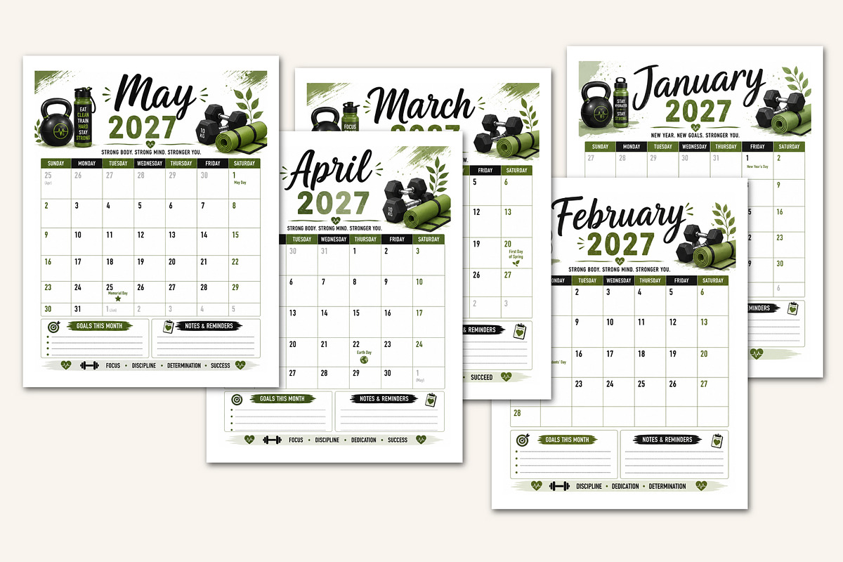 2027 Fitness Planner, a Stationery Template by Designmela01 (Photo 3 of 5)