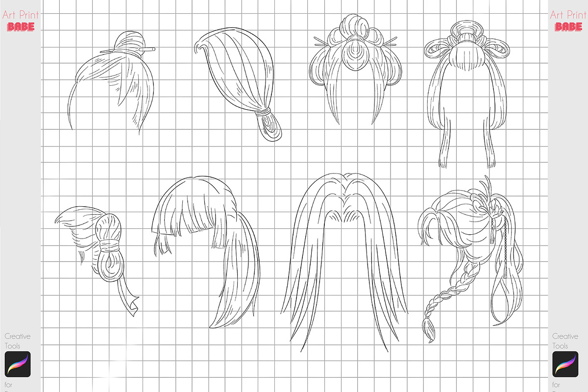 Procreate Asian Hairs Japanese Brush, a Brush Add-On by ArtPrintBabe (Photo 2 of 3)
