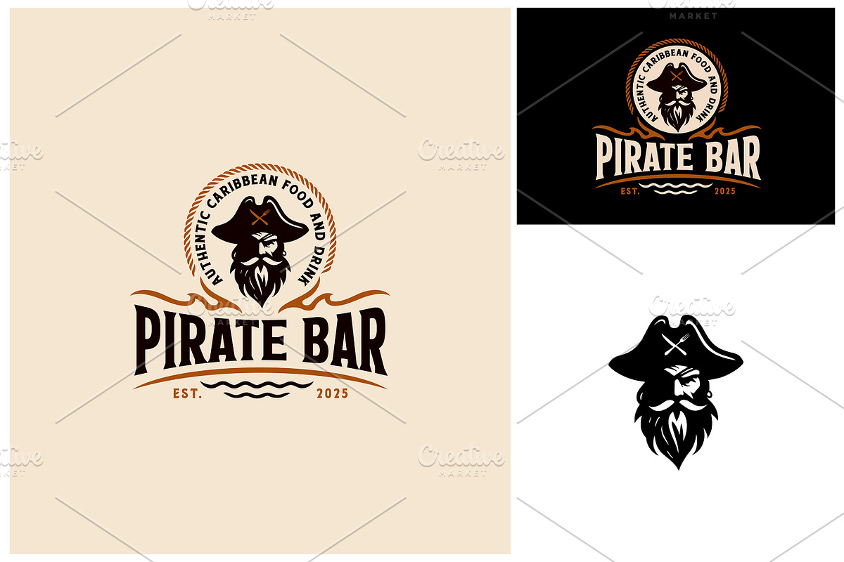Vintage Pirate Bar Restaurant Logo, a Branding & Logo Template by Enola99d