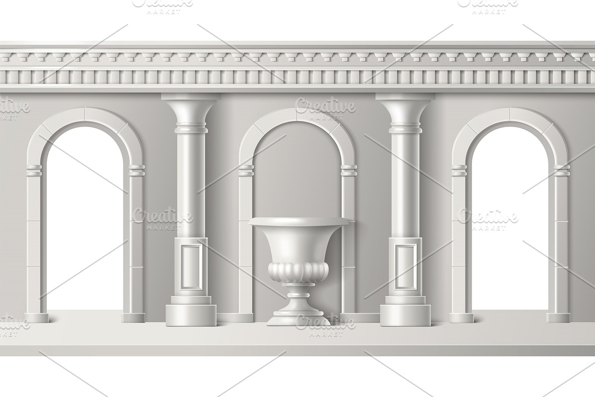 Room interior with white ancient, an Object Illustration by art PVP - market