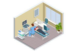 Isometric Ultrasound Examination. A, a Healthcare Illustration by Golden Sikorka