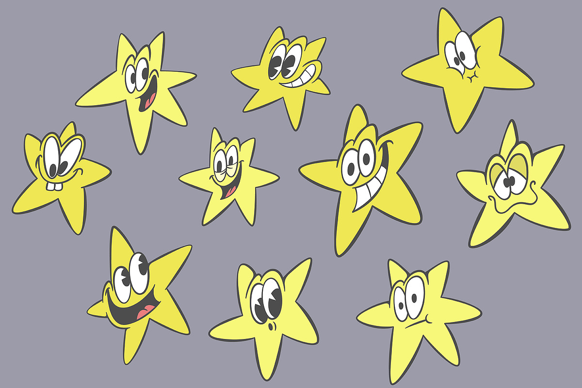 Groovy star characters, an Illustration by Anastasiya Klempach (Photo 2 of 4)