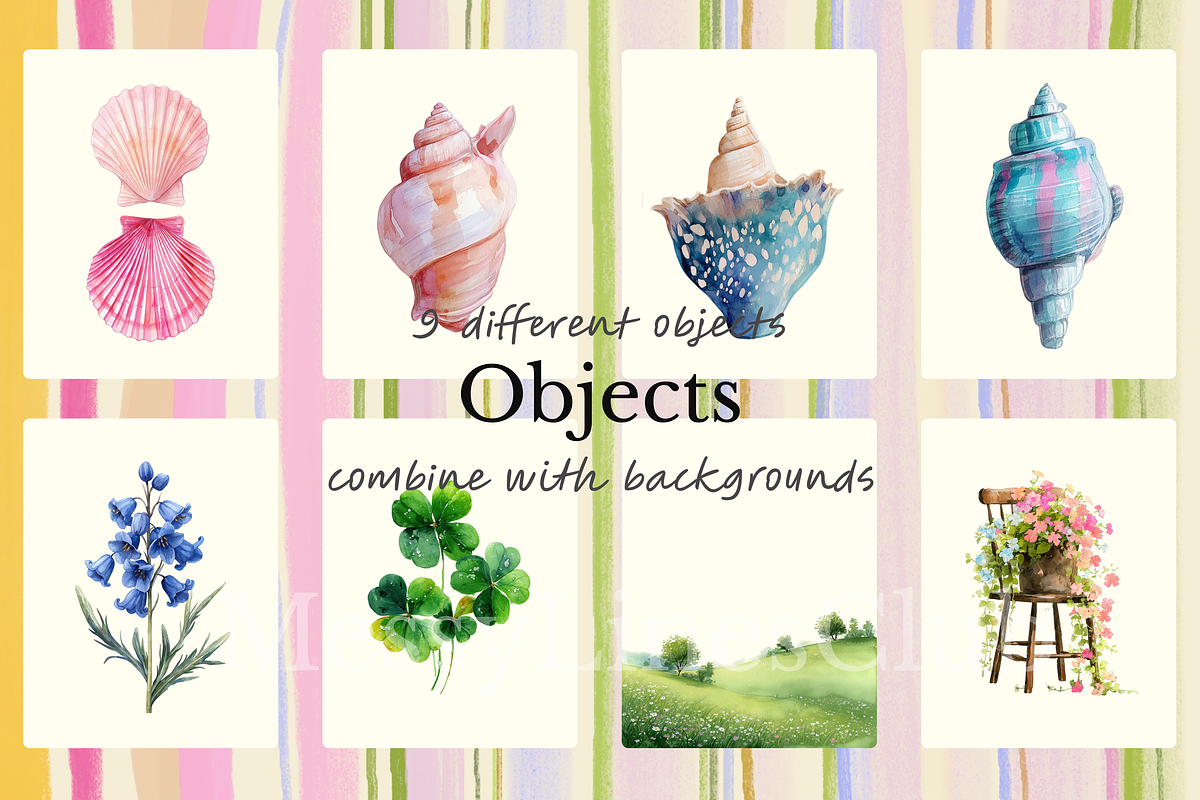 Watercolor Summer Backgrounds+Object, an Illustration by Creative Lovers (Photo 2 of 6)