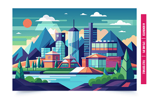 An illustration of a city skyline wi, an Illustration by Tanuart