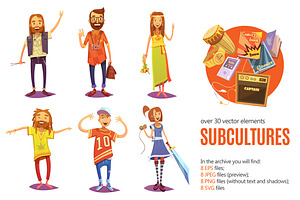 Subcultures Cartoon Set