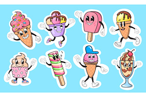 Cartoon ice cream stickers. Cute, a Food Illustration by Stock-Smart-Start