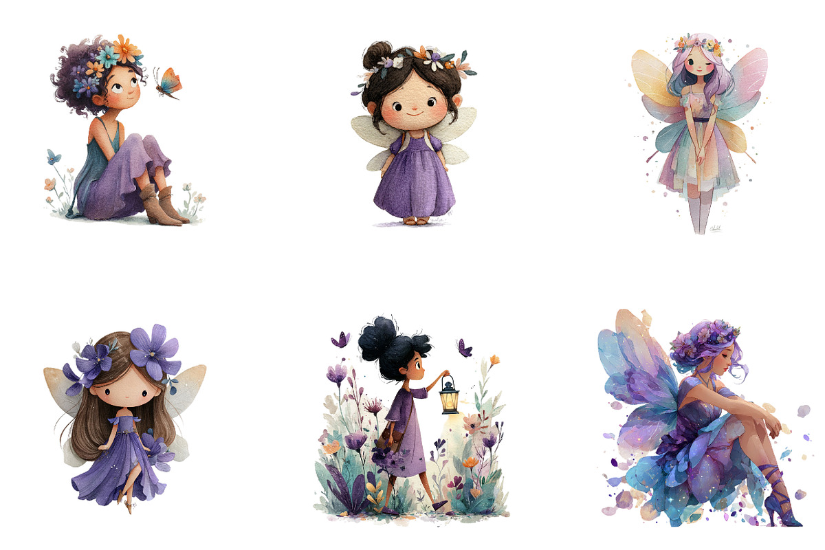 Purple Fairy Clipart, a Seasonal Illustration by CreationArt (Photo 3 of 4)