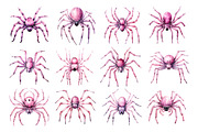 Halloween Watercolor Pink Spider PNG, a Seasonal Illustration by Creative Arslan (Thumbnail 2 of 9)