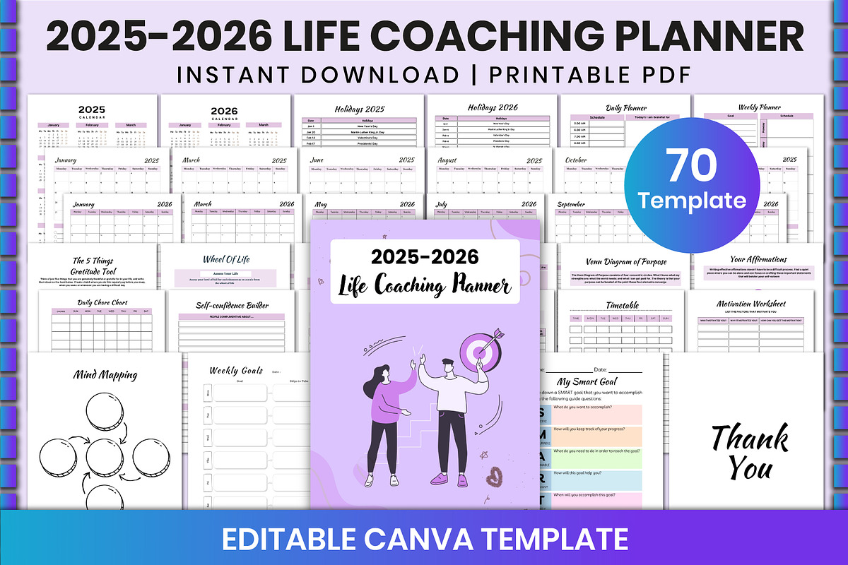 2025-2026 Life Coaching Planner KDP, a Stationery Template by Shumaya (Photo 1 of 9)