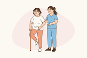 Guided Senior Rehab Illustration, an Object Graphic by Jump Studio (Thumbnail 7 of 12)