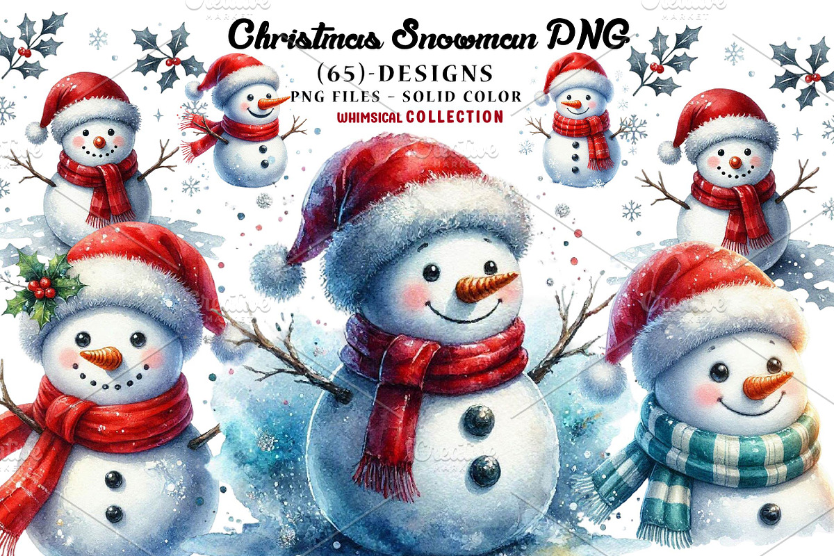 Christmas Snowman PNG, a Seasonal Illustration by CreationArt (Photo 1 of 7)