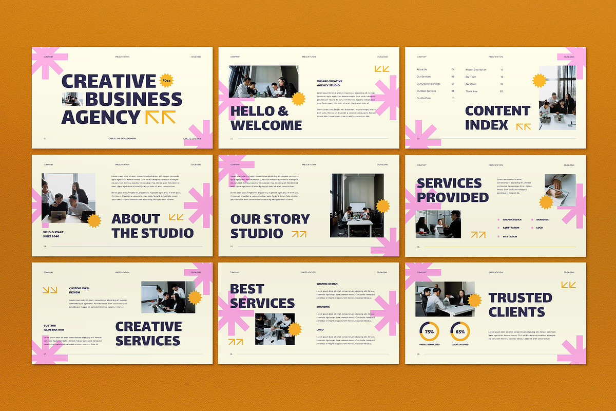 Cream Creative Agency Google Slide, a Presentation Template by graphicook (Photo 3 of 4)