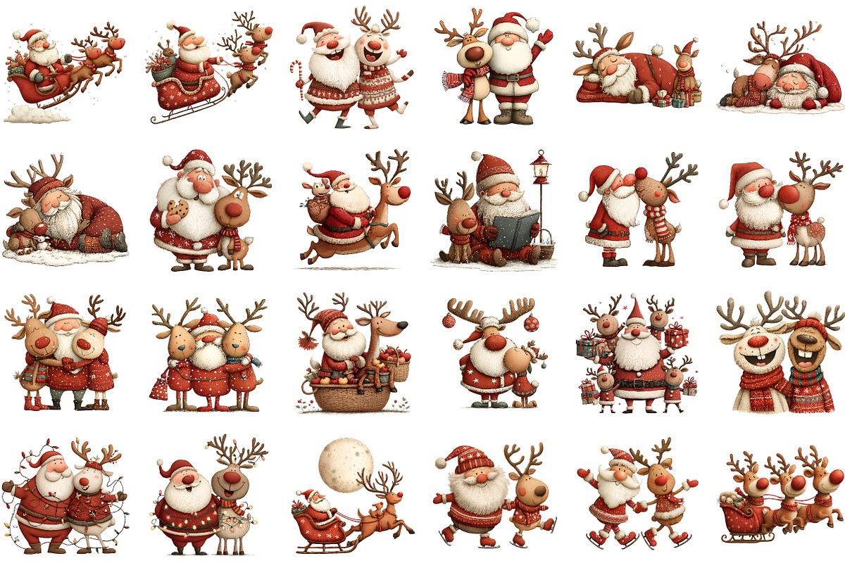 Santa Claus and Reindeer PNG, an Animal Illustration by Sublimation Artist (Photo 2 of 6)