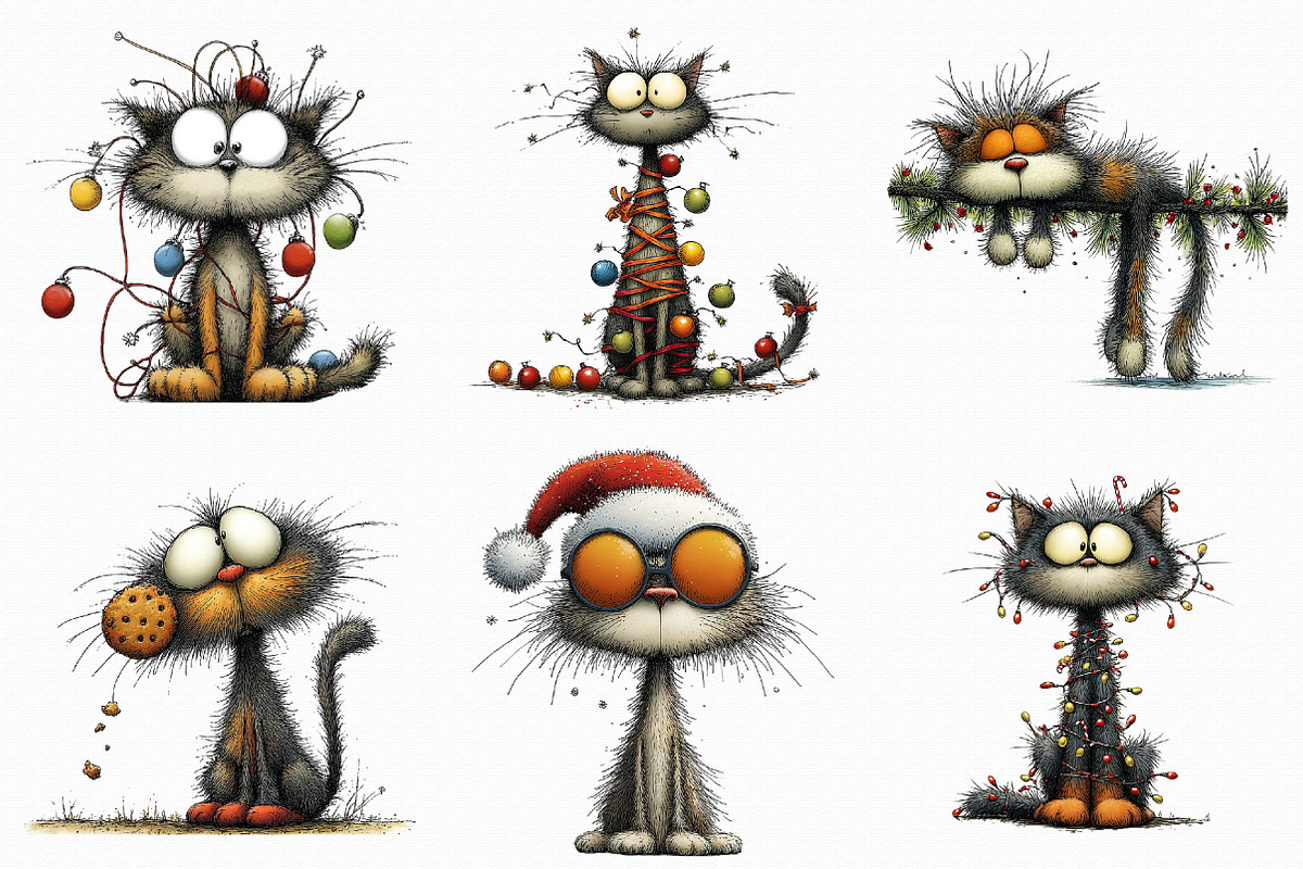 Quirky Christmas Cat Clipart, an Illustration by Libby Wishes (Photo 5 of 9)