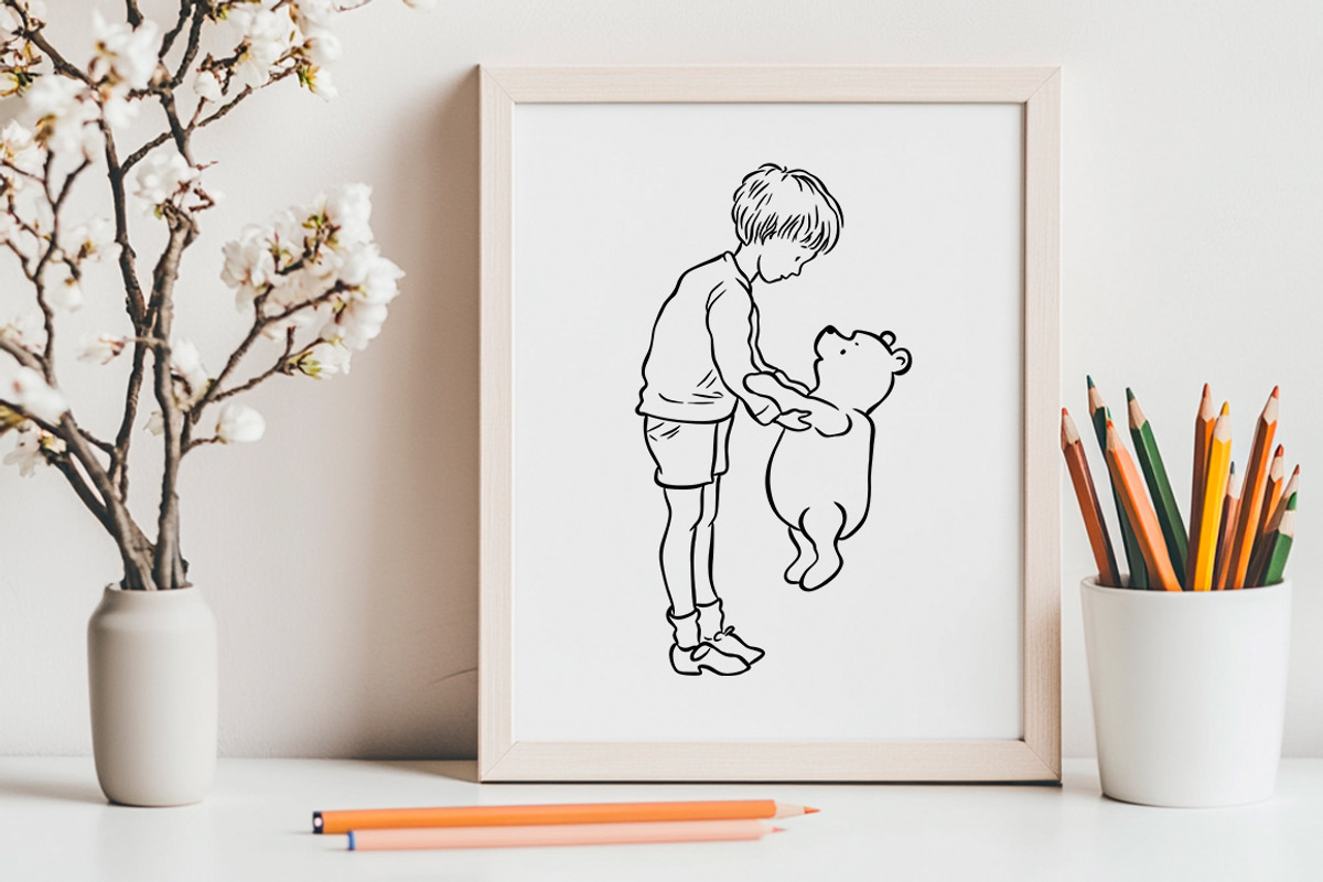 Winnie the Pooh Line Art Clipart, an Animal Illustration by SvetaArtStore (Photo 2 of 9)