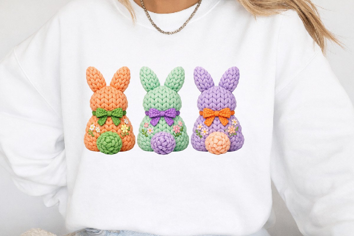 Faux Yarn Easter Bunnies png, an Illustration by Watercolor design (Photo 2 of 6)