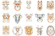 Boho Animal Portraits Watercolor, an Illustration by Designking (Thumbnail 3 of 5)