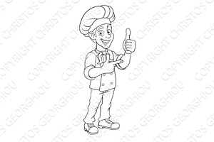 Chef Baker Cook Cartoon Man Thumbs, a Person Illustration by Christos Georghiou