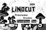 Procreate linocut brushes, a Brush Add-On by ProcreateiBox (Thumbnail 1 of 11)