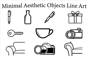 Minimal Aesthetic Objects Line Art, an Illustration by hafijul