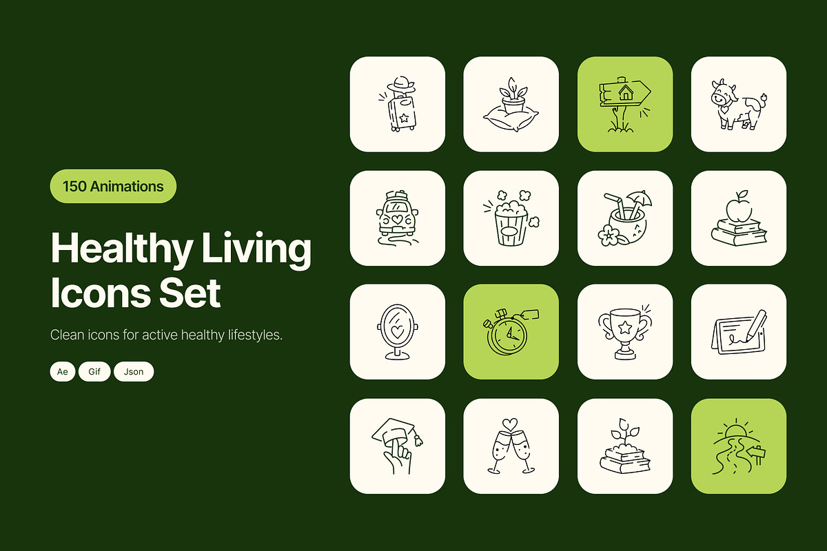 150 Animated Healthy Living Icon, an Outline Icon by Prosymbols (Photo 1 of 4)