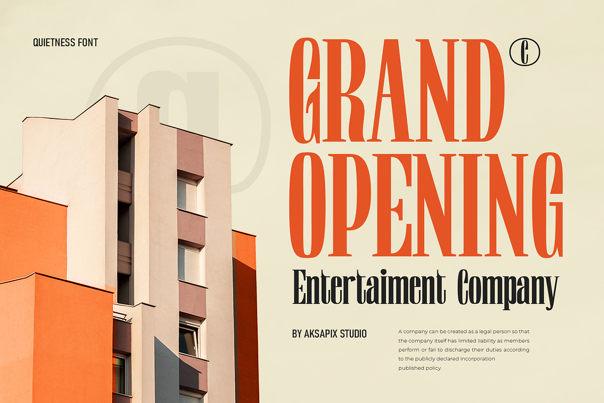 Quietness Condensed, a Serif Font by Aksapix Studio (Photo 5 of 10)