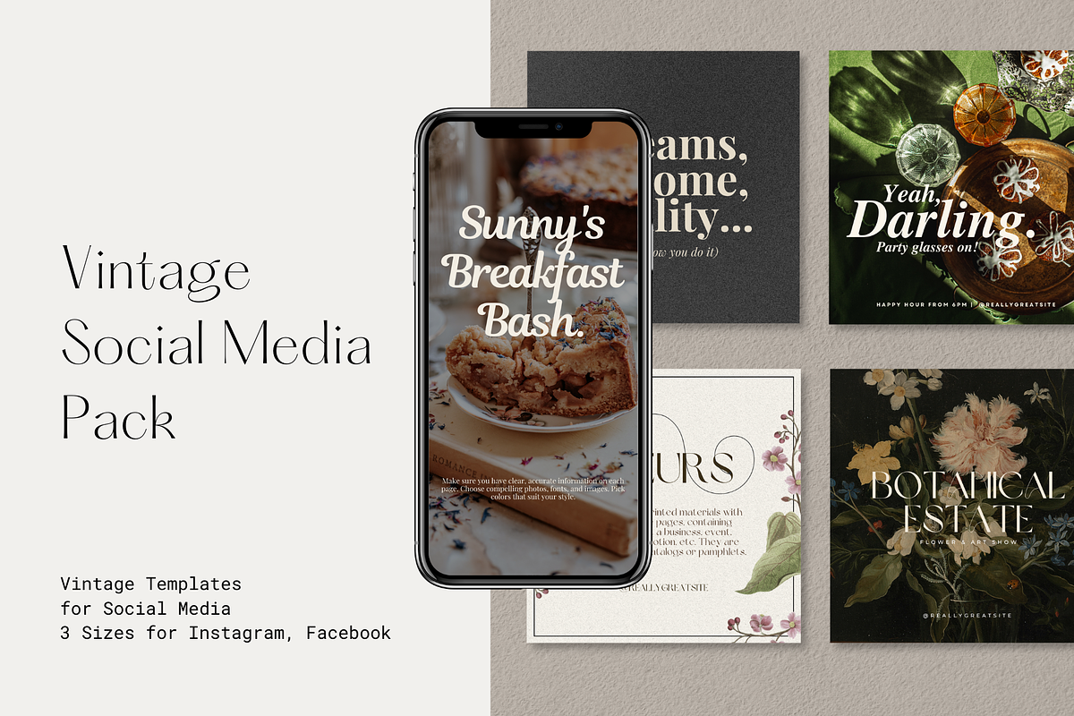 CANVA | Vintage Social Media Pack, a Social Media Template by 9inchideas (Photo 1 of 10)