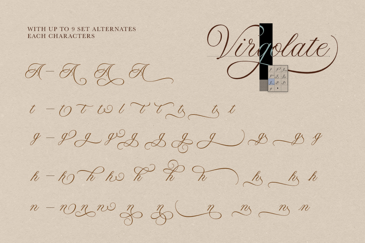Virgolate - Wedding Font, a Script Font by Letterhend Studio (Photo 8 of 9)