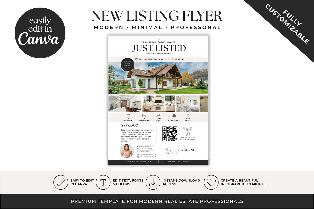 Real Estate Just Listed Flyer Canva, a Flyer Template by BrandhavenStudio (Photo 2 of 11)