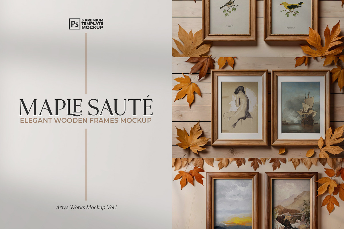 Maple Sauté | 5 Wooden Frame Mockup, a Household Mockup by Ariya Works (Photo 1 of 6)