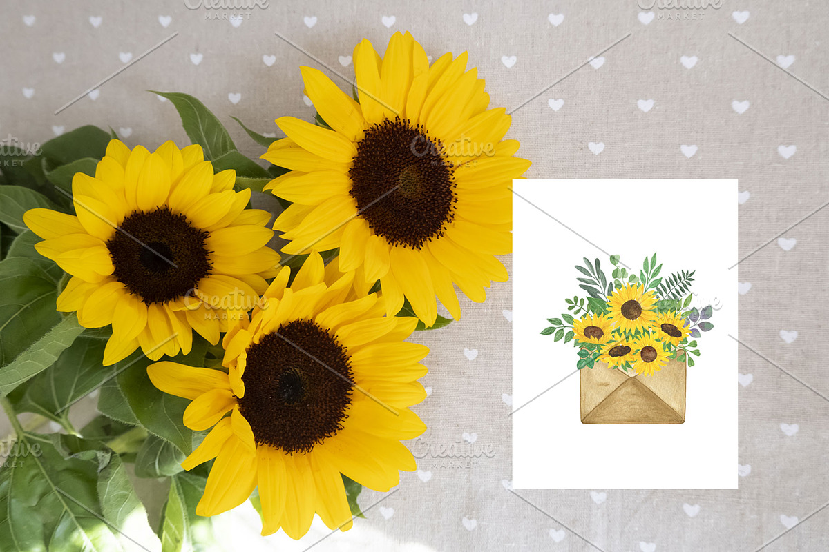 Sunflower sublimation clipart, an Illustration by Contes_de_fée (Photo 4 of 7)