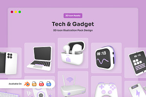 Smart Device 3D Icon Assets, a Technology Illustration by twinstd