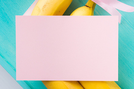 Two bananas with pink ribbon and card featuring banana, ribbon, and pink, an Arts & Entertainment Photo by Lifemorning