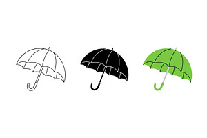 Minimalist linear umbrella icons set, an Object Illustration by GraphiShop