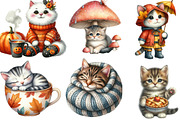 Watercolor Autumn CAT Clipart, an Illustration by Designking (Thumbnail 3 of 4)