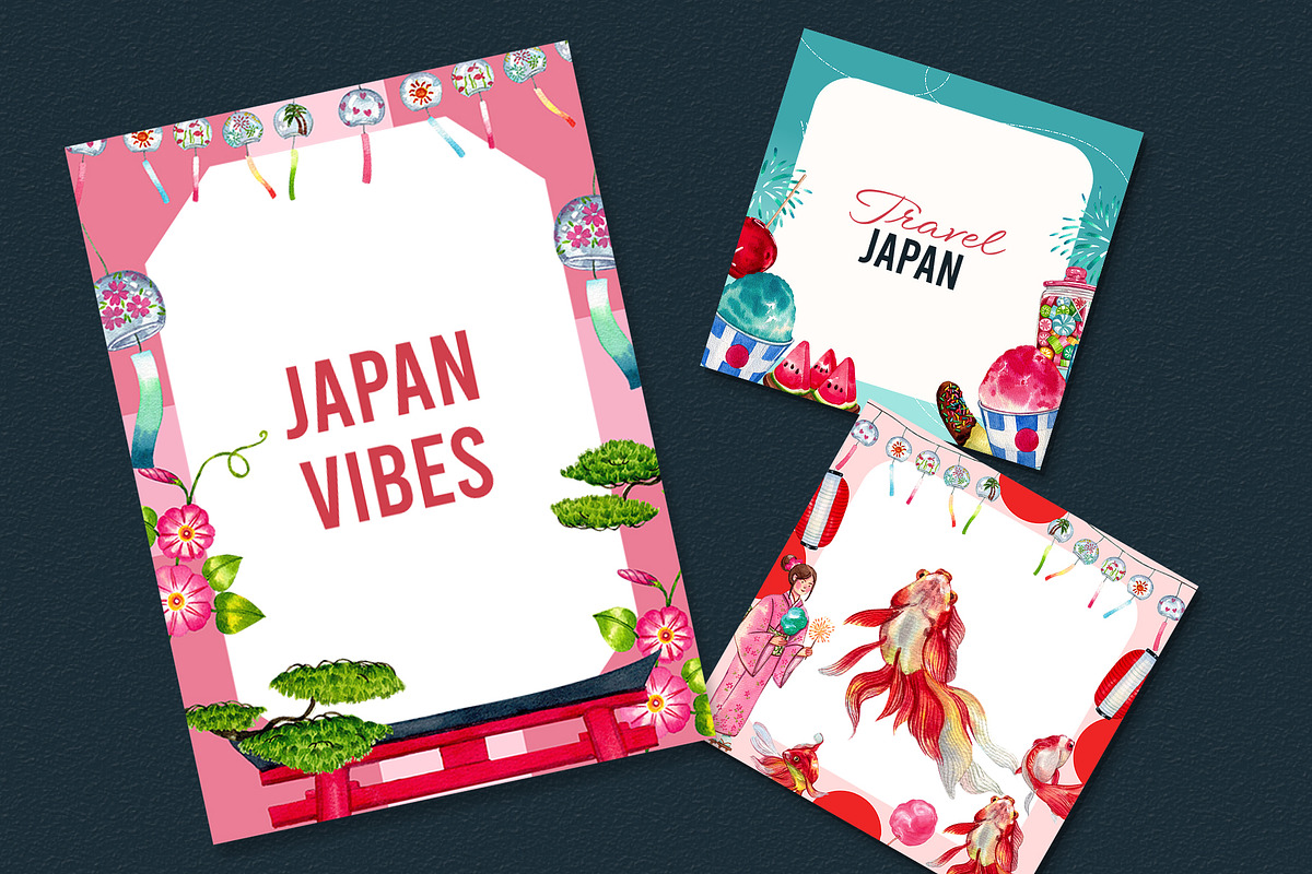 Japanese Summer Icons Watercolor, a Person Illustration by CreativeValuation (Photo 7 of 11)