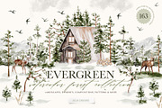 Evergreen Watercolor Forest, an Animal Illustration by Julia Dreams (Thumbnail 1 of 10)