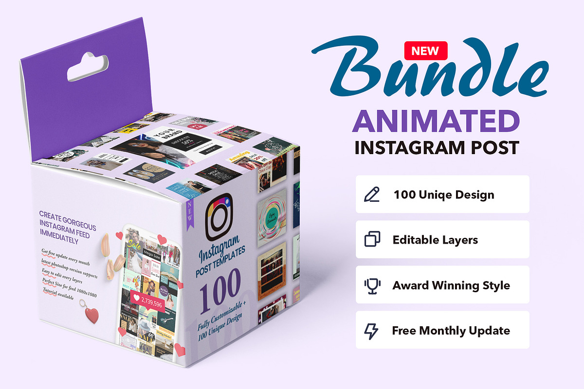 100 Animated Instagram Templates, a Social Media Template by Mehul Munjani (Photo 1 of 8)