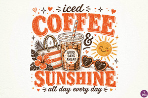 Summer Coffee Sublimation Design, a Seasonal Illustration by DreamPrint404
