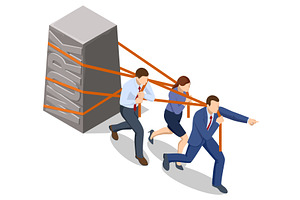 Isometric teamwork concept with, a Person Illustration by Golden Sikorka