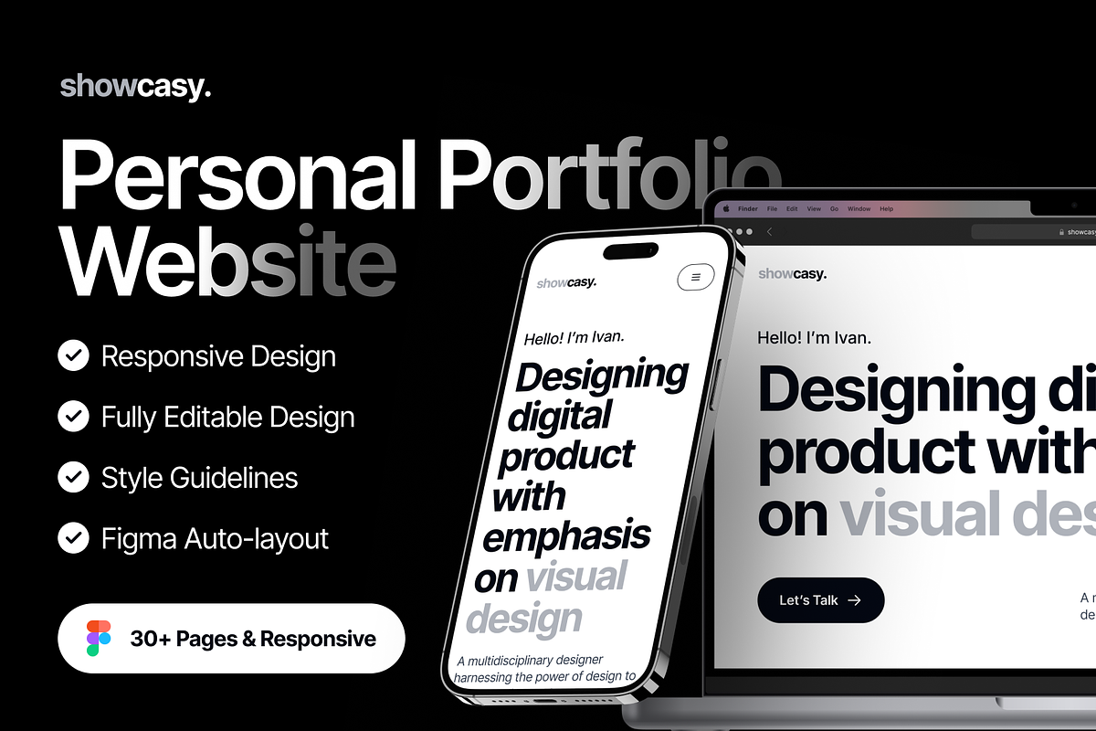 Showcasy - A Personal Portfolio Webs, an UI Kit Template by dhuhacreative (Photo 1 of 8)