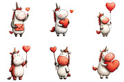 Whimsical Valentine Unicorn Clipart, an Illustration by CraftArtStudio (Thumbnail 2 of 6)