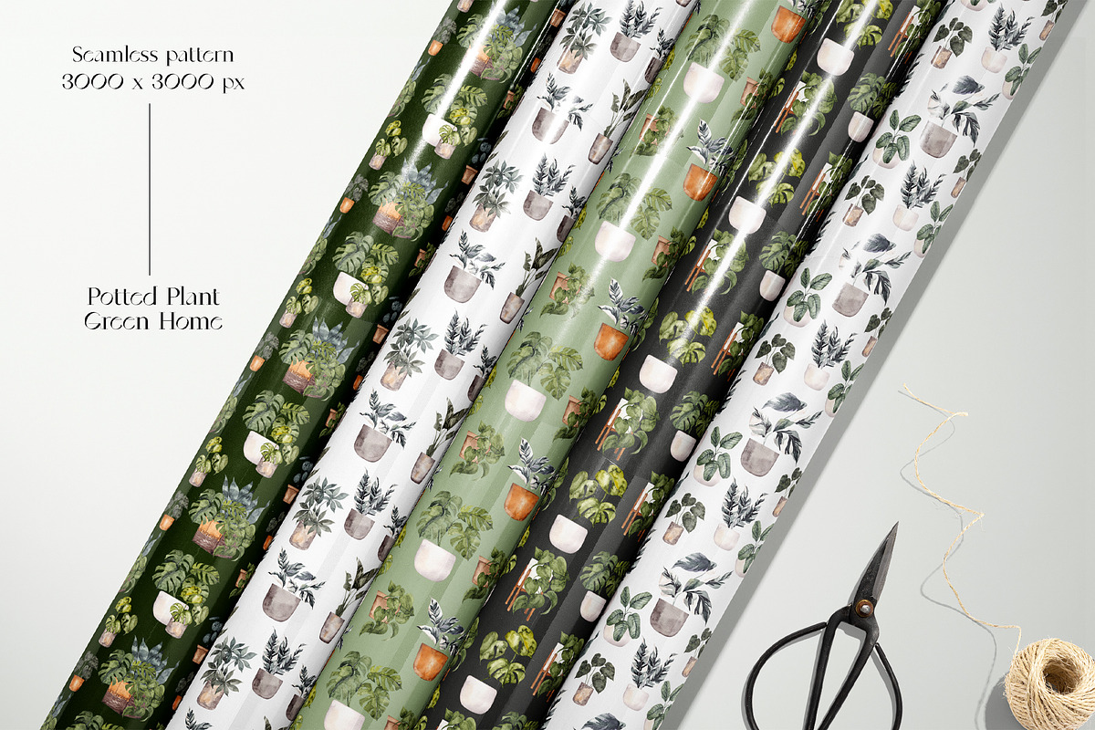 Potted Plant Pattern. Green home., a Pattern Graphic by ma_i_vi (Photo 4 of 13)