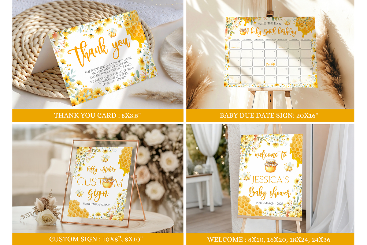 Mommy to Bee Baby Shower Bundle, a Templates & Theme by VeliusCreativeStudio (Photo 3 of 8)