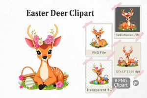 Easter Deer Clipart, a Graphic by Artnoy