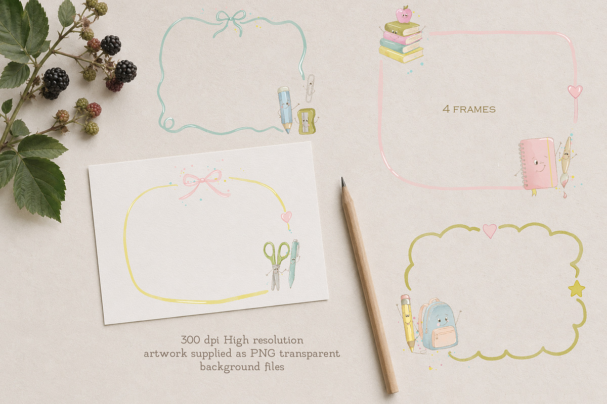 Cute Watercolor School Supplies Set, an Education Illustration by AlenaVlasko stock Market (Photo 2 of 4)
