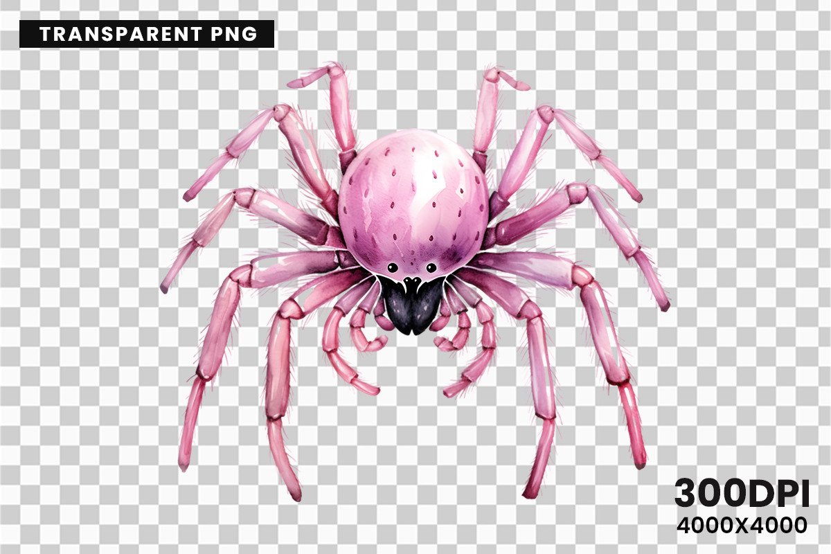 Halloween Watercolor Pink Spider PNG, a Seasonal Illustration by Creative Arslan (Photo 9 of 9)