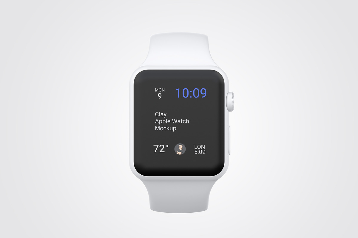 Clay Apple Watch Mockup 04, a Wearable Device Mockup by Mockups by Carlos Viloria (Photo 1 of 3)