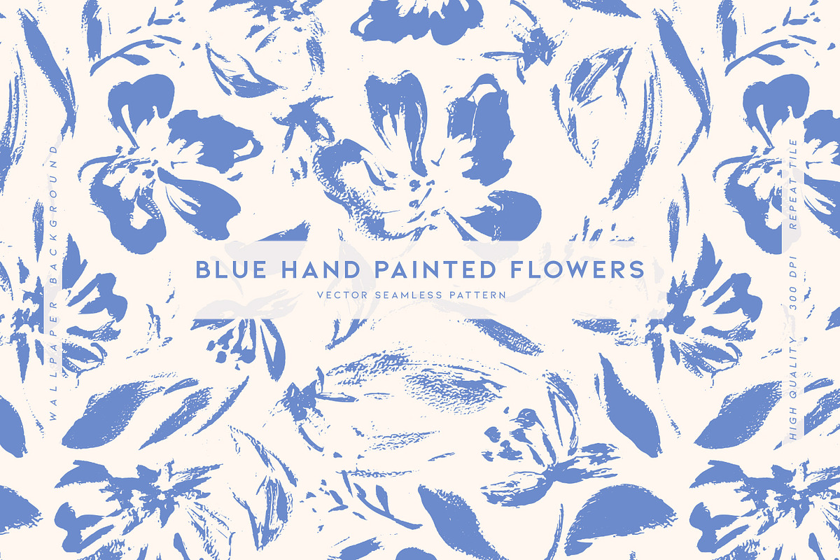 Blue Hand Painted Flowers, a Decorative Illustration by MalyskaStudio (Photo 1 of 15)