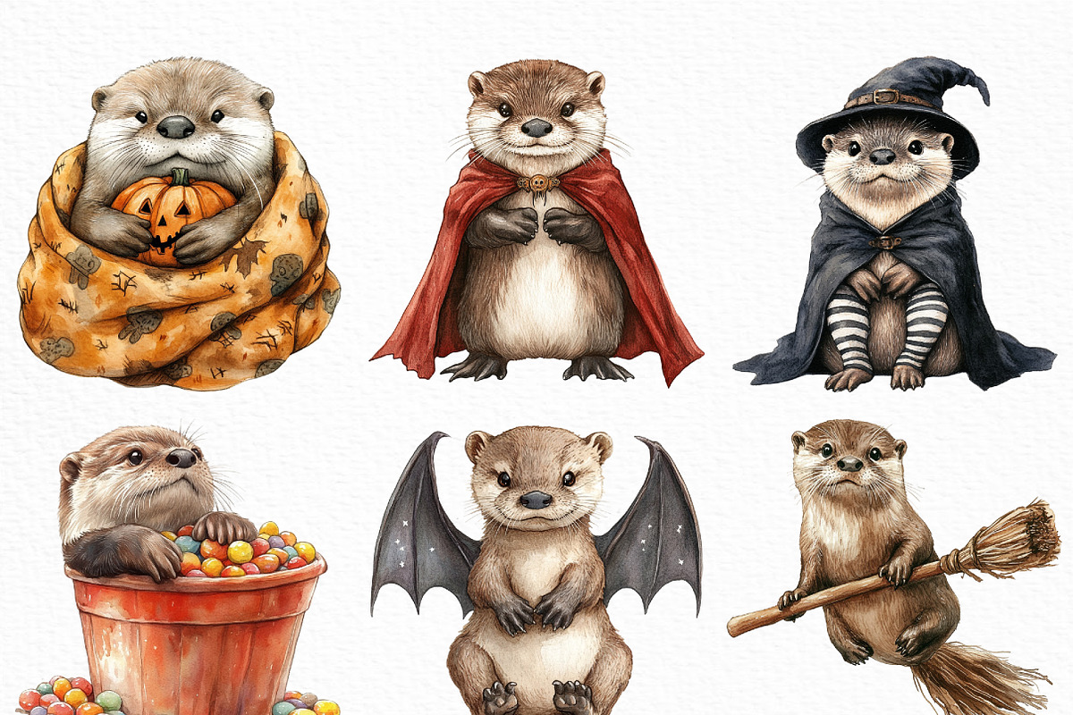 Halloween Cute Otter Clipart, an Illustration by Craft Nest (Photo 4 of 6)